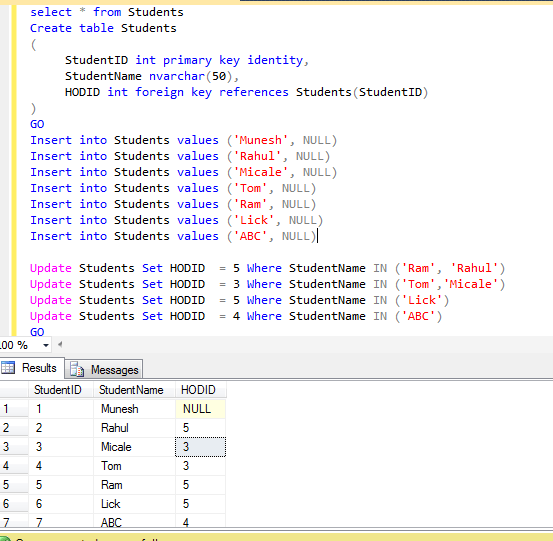 Self Referencing Tables In Entity Framework