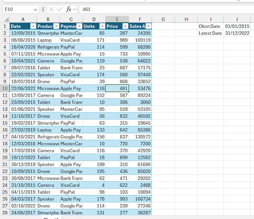 Using Date Function in Data Validation in Excel