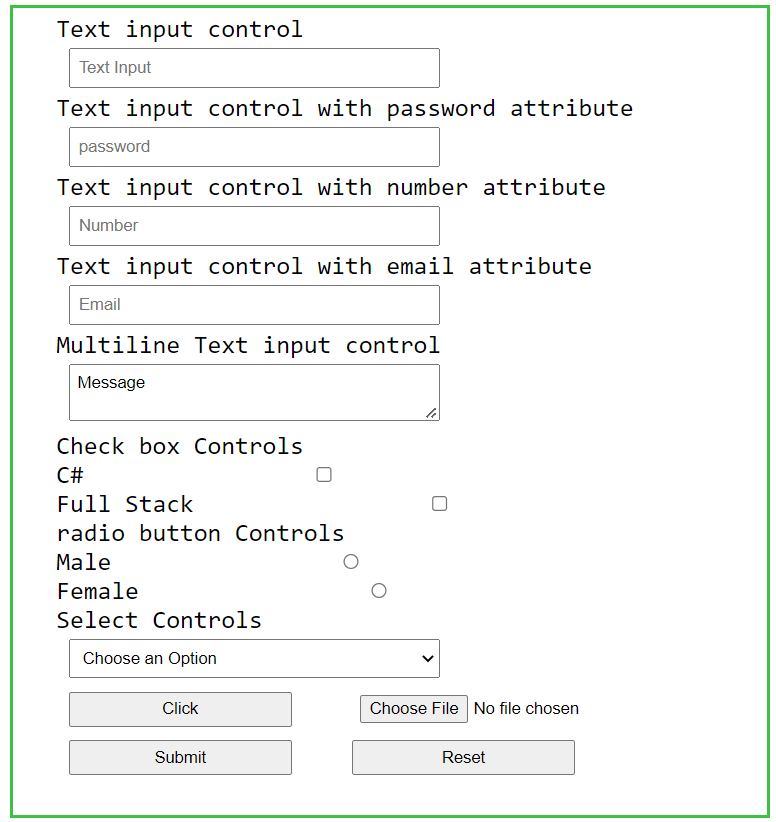 What Are The Basic HTML Form Controls
