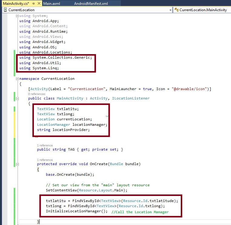 Xamarin Android Create Android GPS Current Location App