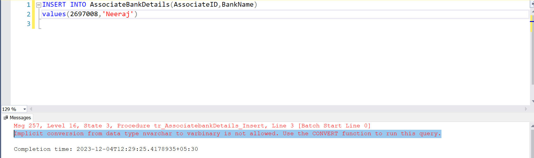 Implicit conversion from data type nvarchar to varbinary