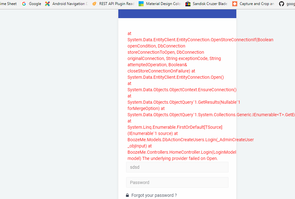 The underlying provider failed on Open