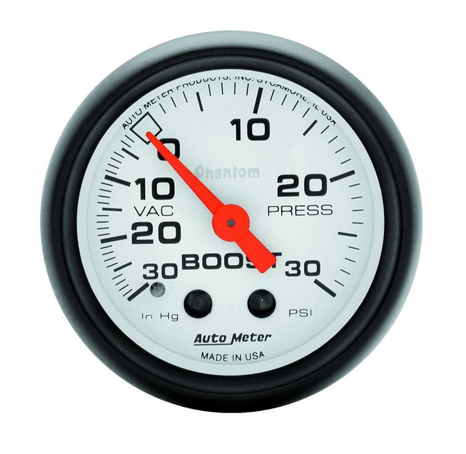 Auto Meter, Boost/Vacuum Gauge, Phantom, 30" HG30 psi