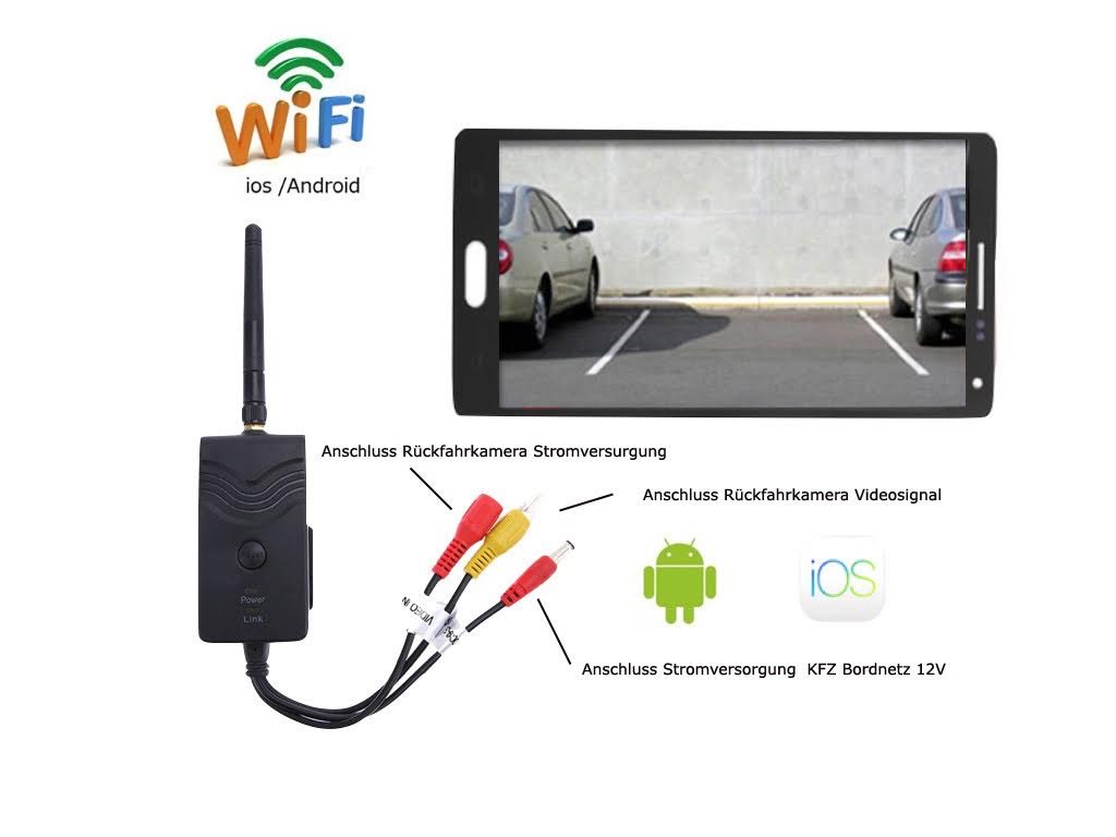 Rückfahrkamera WLAN WIFI Funk kabellos Android IOS Iphone Smartphone
