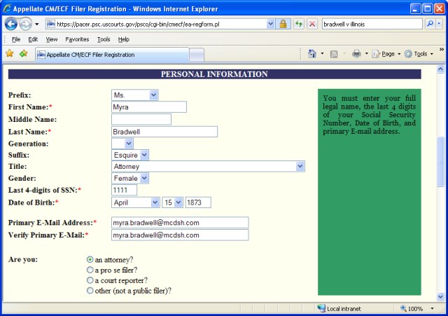 Electronic Filing Overview Creating an appellate CM/ECF account