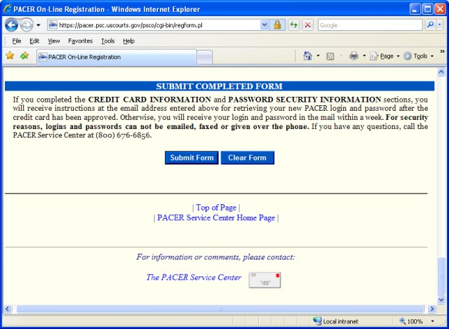 Electronic Filing Overview Creating a PACER account