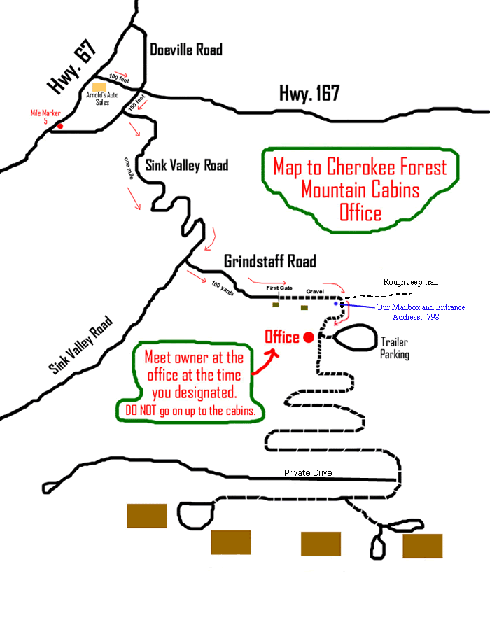 Cherokee Forest Mountain Cabins, Butler, TN Maps & Directions