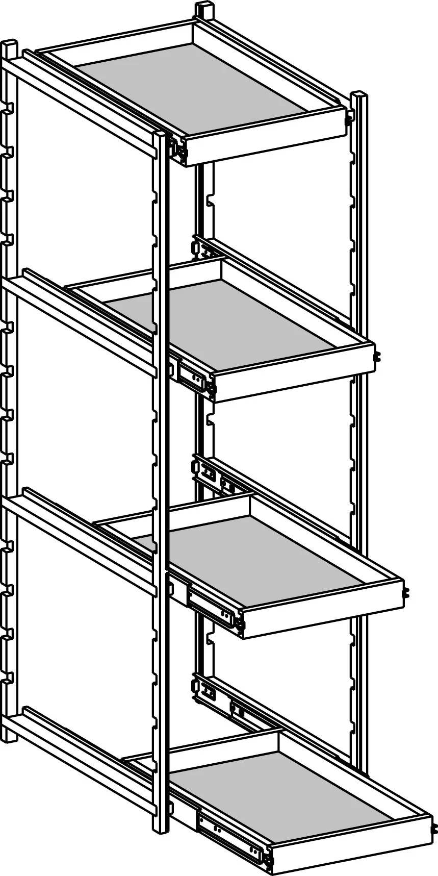 The existing cabinets had a gap between the tops of the cabinets and the ceiling. Pull Out Trays - Tall Cabinets - The Cabinet Joint