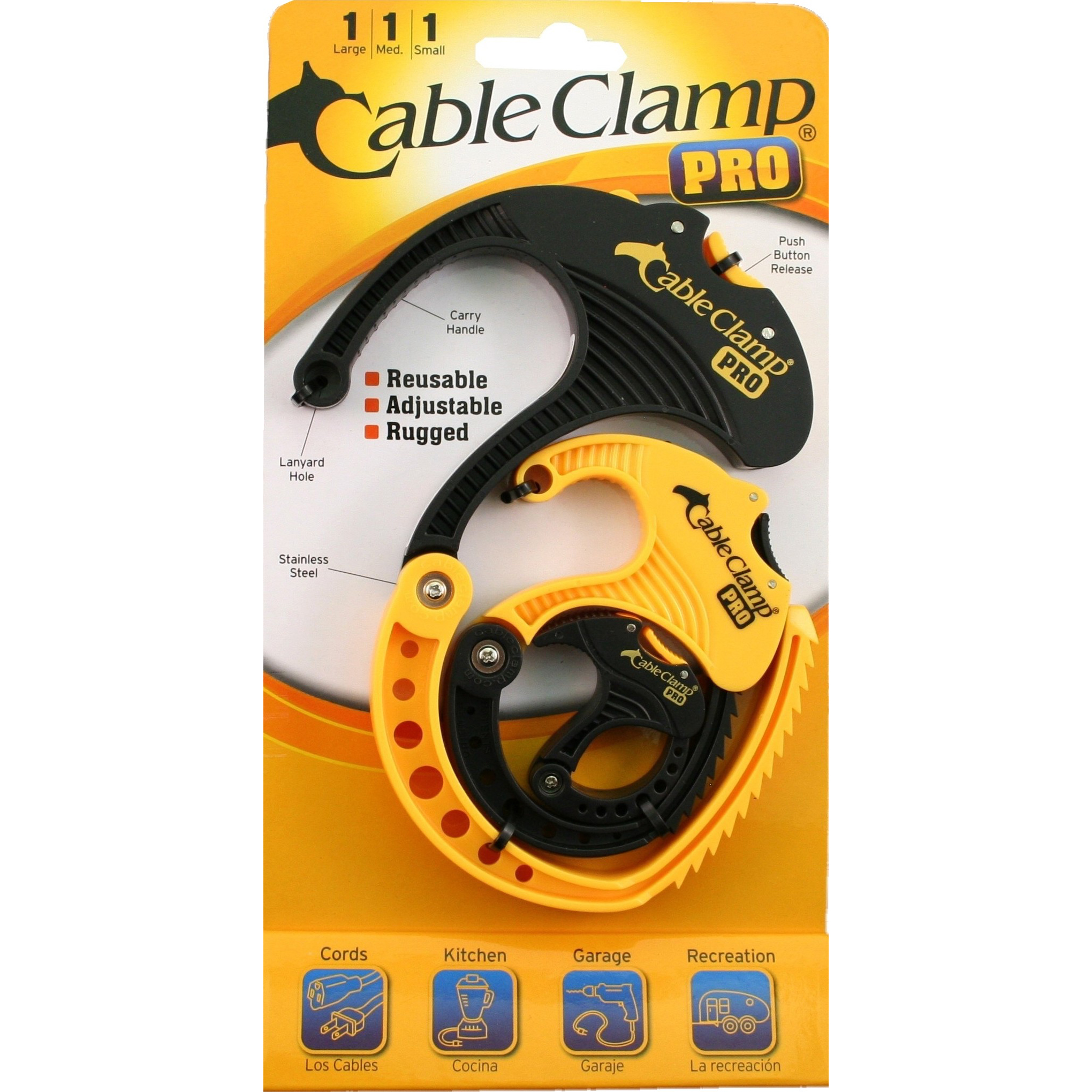1 Small / 1 Medium / 1 Large Bk/Yl Cable Clamp PRO® Pack Cable Clamp®