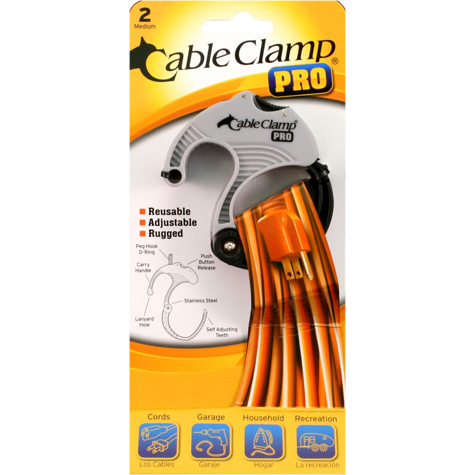 2 Mediums Pl/Bk Cable Clamp PRO® Carded Pack Cable Clamp