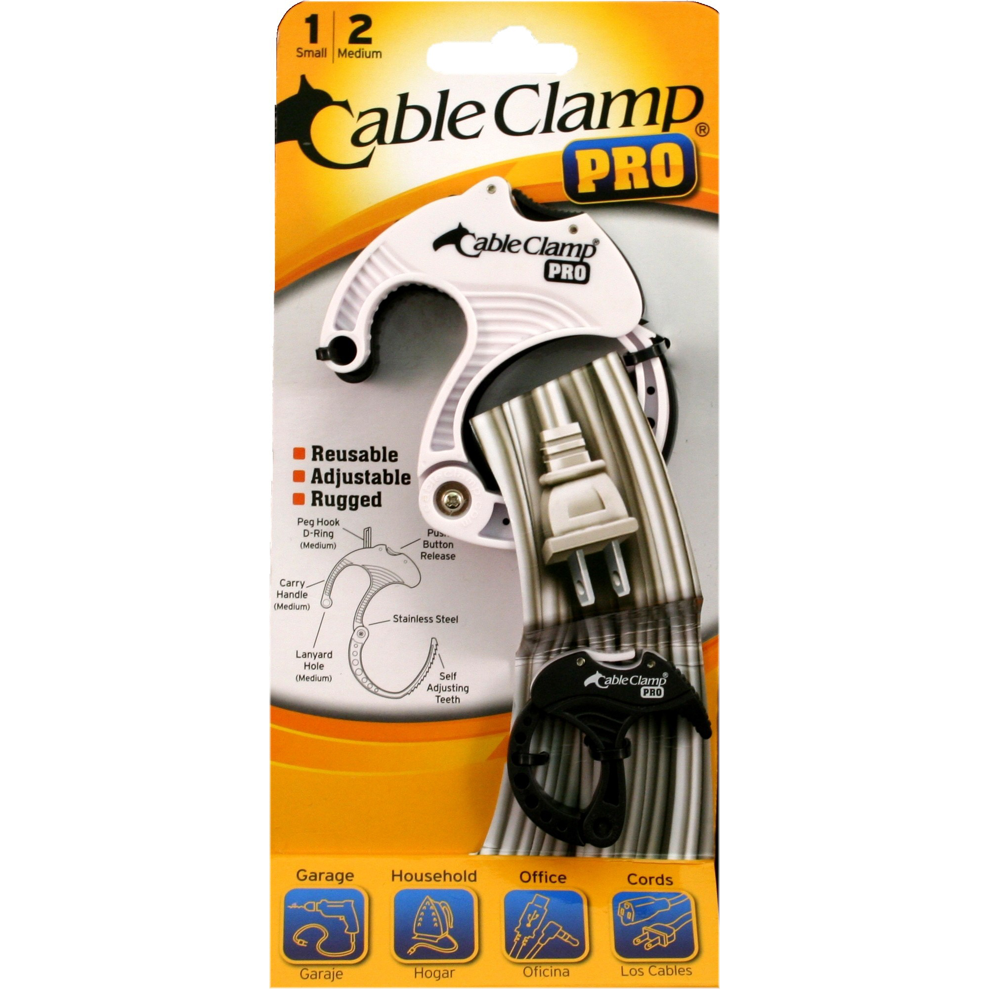 1 Small / 2 Mediums Wt/Bk Cable Clamp PRO® Carded Pack Cable Clamp®