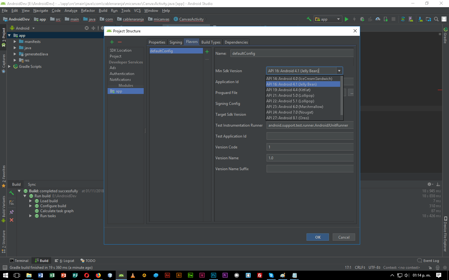 Como cambiar API mínimo en Android Studio Cable Naranja