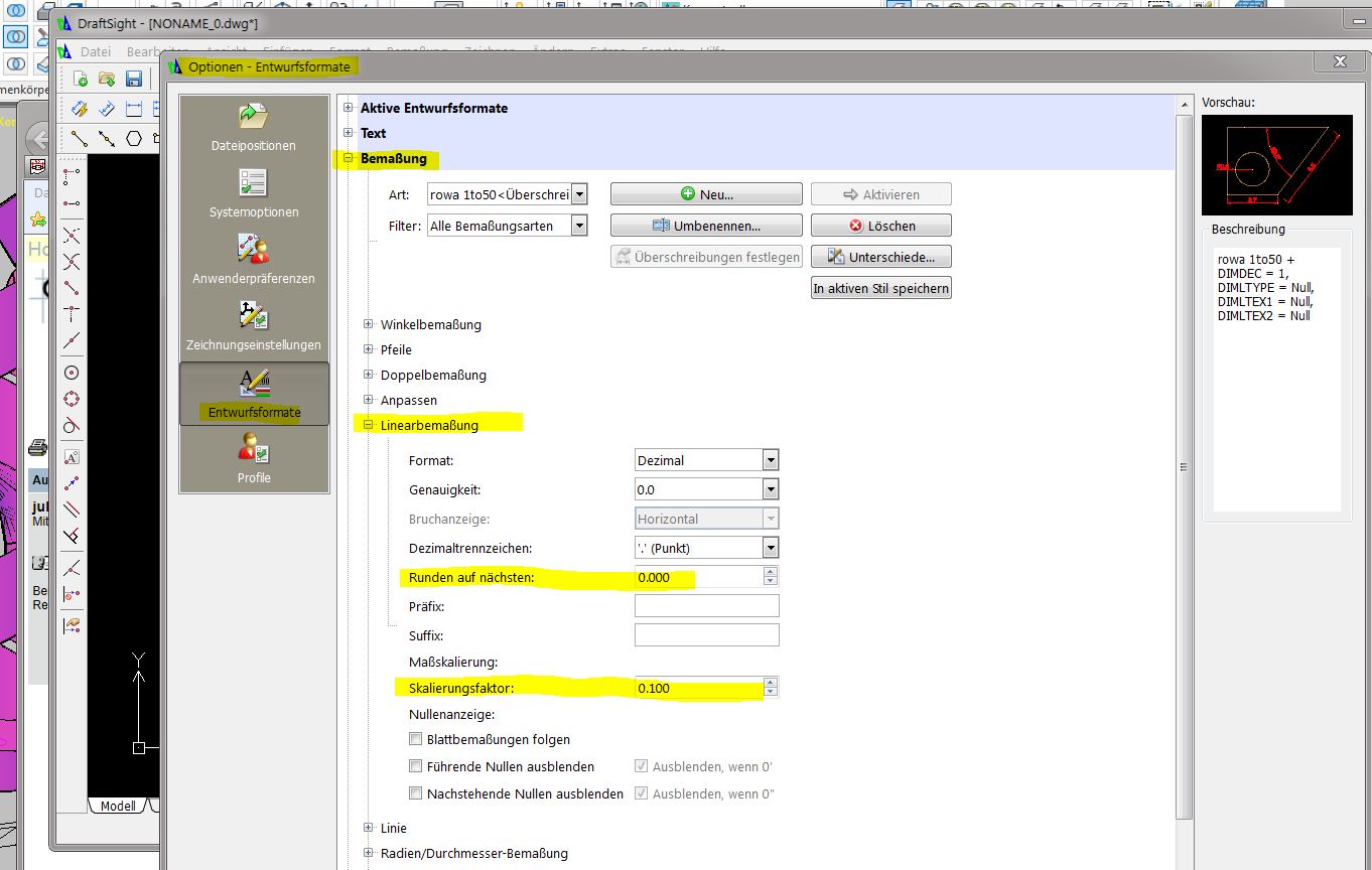 Bemaßung Einheit ändern (Dassault Systemes PLM Solutions/DraftSight