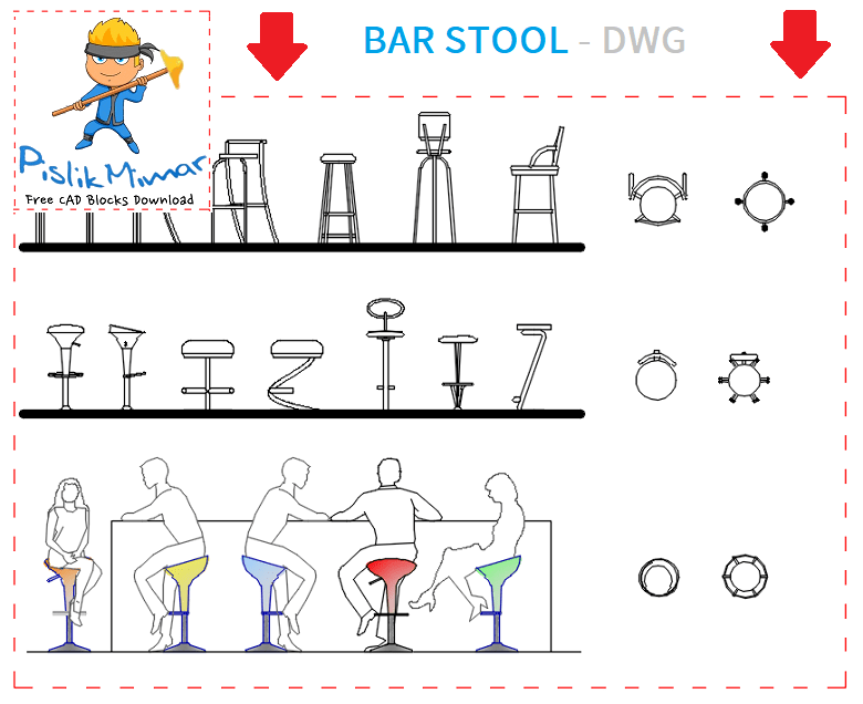 Bar Stool Dwg in AutoCAD Drawing (1,20 MB)
