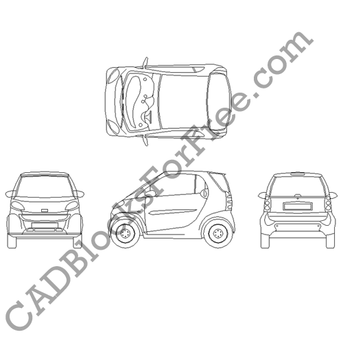 Smart Car Free AutoCAD block in DWG