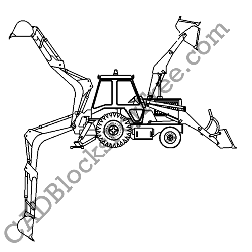 Wheeled Excavator Loader Free AutoCAD block in DWG