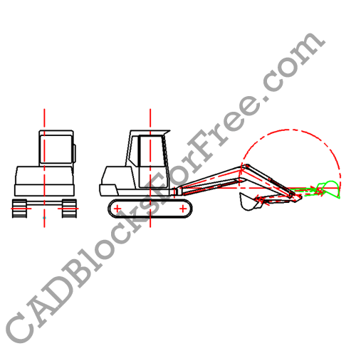 Tracked Mini Excavator Free AutoCAD block in DWG