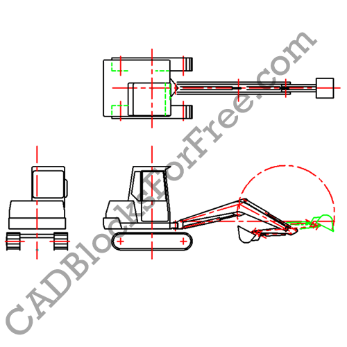 Tracked Mini Excavator Free AutoCAD block in DWG