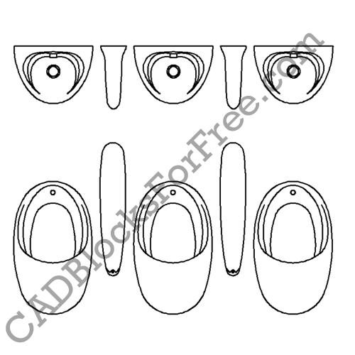 Urinal Free AutoCAD block in DWG