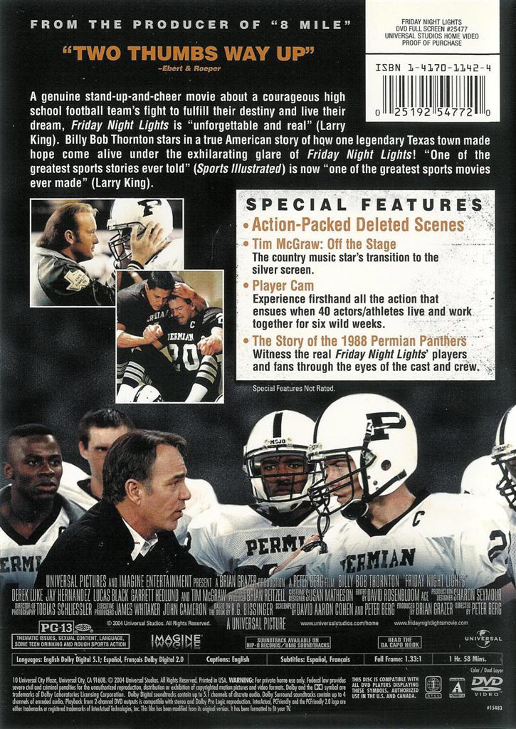 Friday Night Lights Billy Bob Thornton Tim McGraw New Sealed DVD 25192547720 eBay