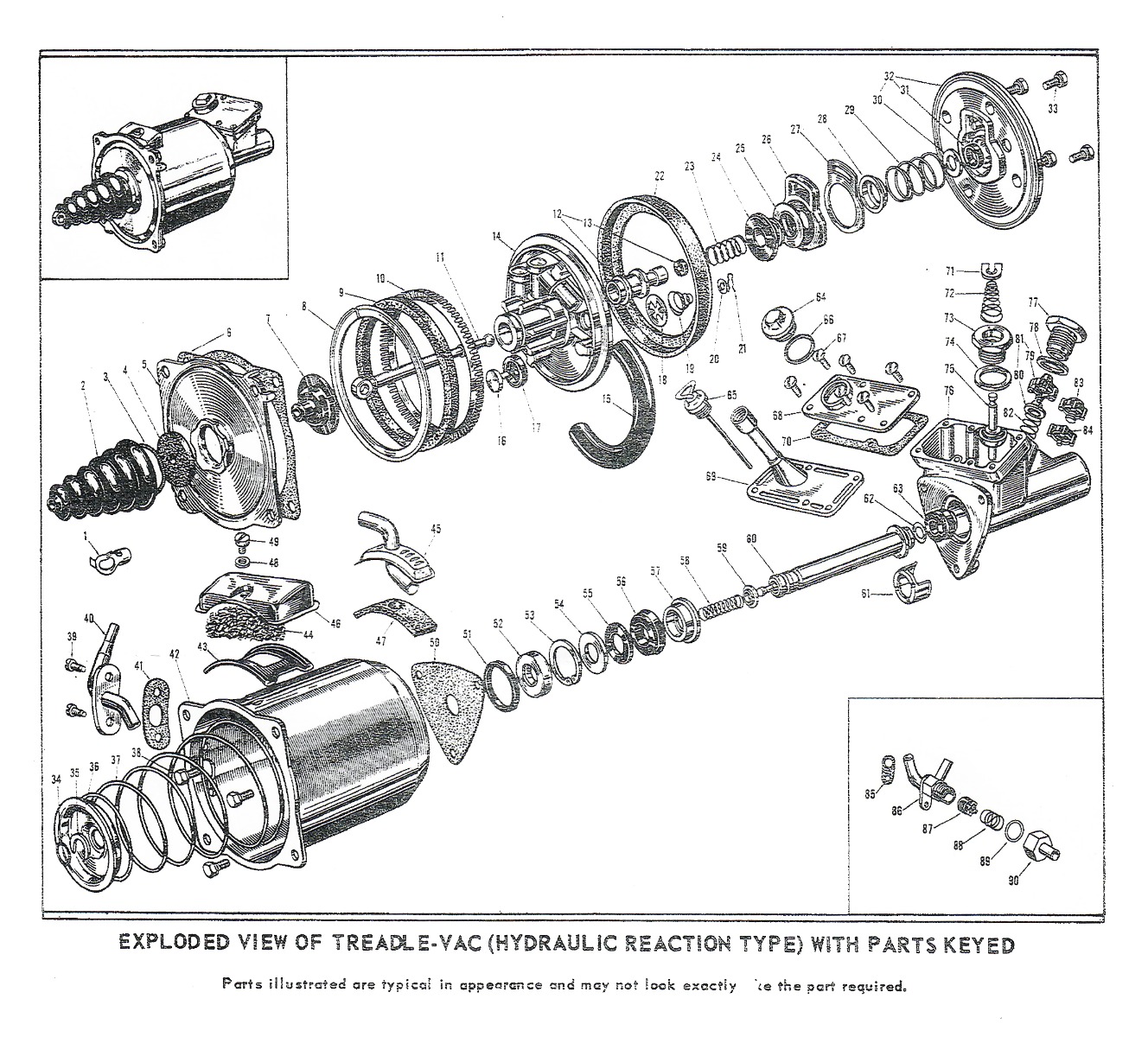 1958 Cadillac Bendix TreadleVac Brake Booster Repair Kit REPRODUCTION