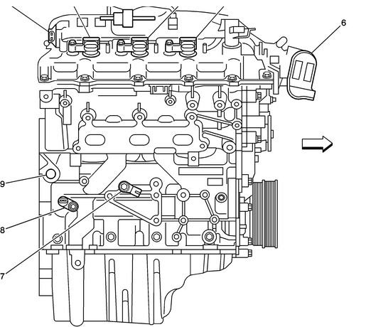 2008 SRX Engine Diagram showing crankshaft sensor locations | Cadillac