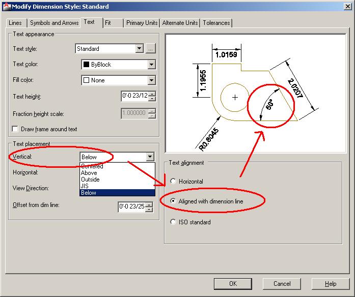 Angle Dimension with Text Below Dimenison Line AutoCAD