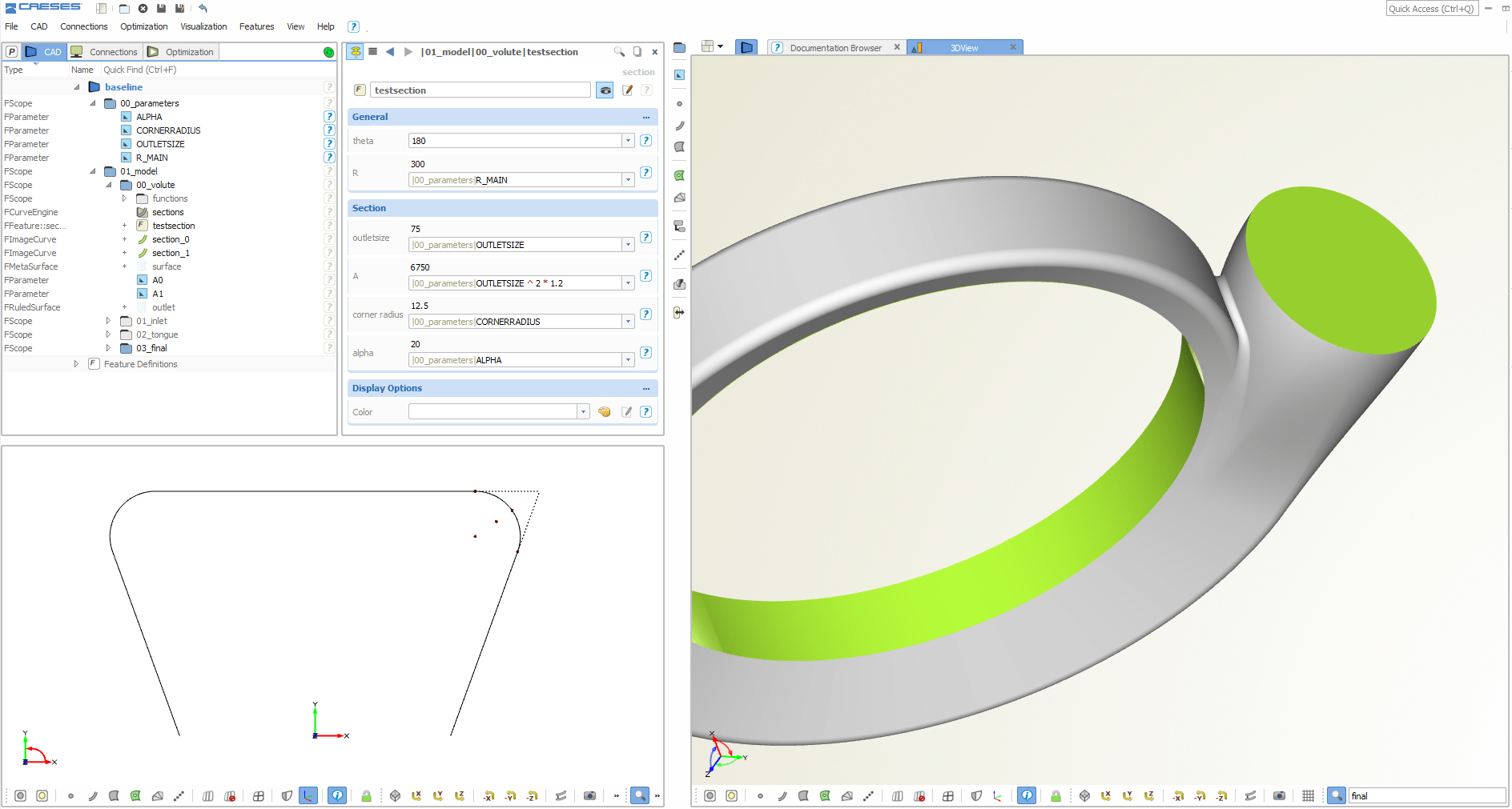 Smart CAD Models for Turbocharger and Pump Volutes › CAESES