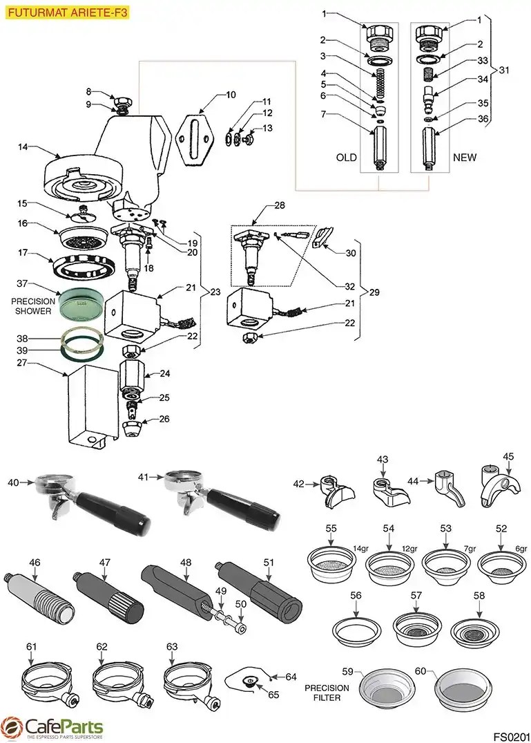 Espresso-Machine-Parts/Futurmat/Brew-Group-Ariete-F3 - CafeParts