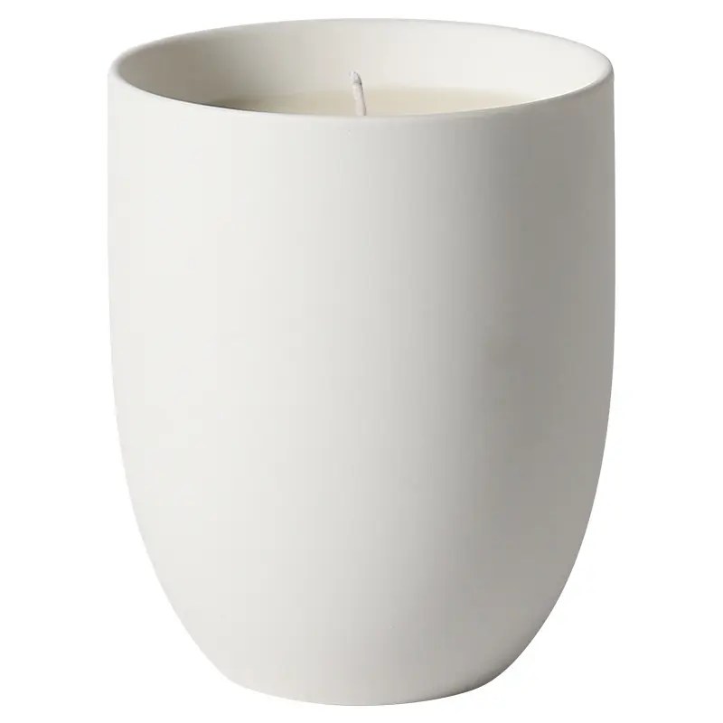 Simple white ceramic cup soy wax fragrance candles Sweden Caifede candles