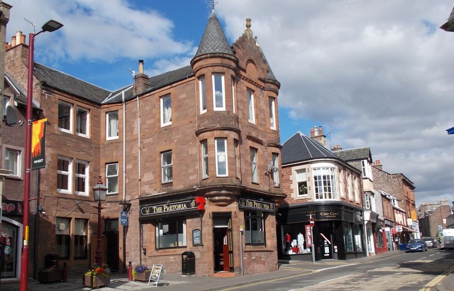 Photographs and map of the town of Crieff in Central Scotland