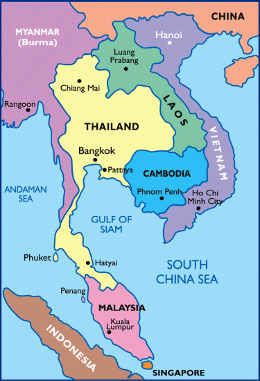 Show Thailand On World Map South East Asia Map - China :: Thailand :: Malaysia :: Vietnam :: Laos :: Cambodia :: Myanmar/Burma :: Singapore :: Sumatra