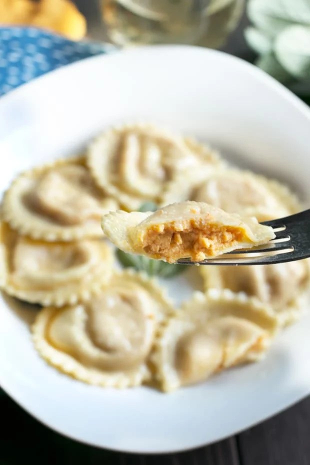 Pumpkin Ricotta Ravioli with Brown Butter Sage Sauce Cake 'n Knife