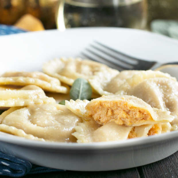 Pumpkin Ricotta Ravioli with Brown Butter Sage Sauce Cake 'n Knife