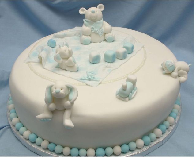 Sweet Christening Cake with teddy bears HiRes 720p HD
