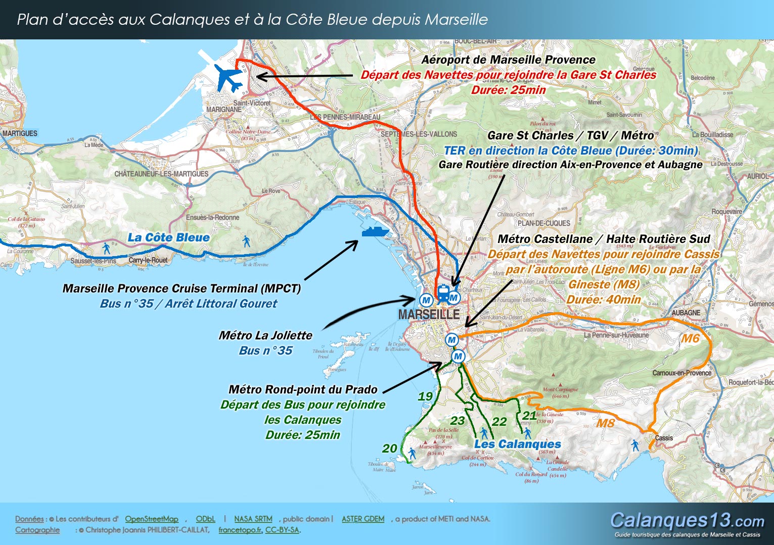 Carte Des Calanques Entre Marseille Et Cassis Marseille Cassis Bus M8