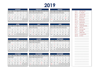 Download the following calendars for free to print at home or at work. 2019 Excel Calendar Download Free Printable Excel Templates