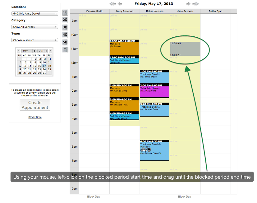 How To Block a Time Slot for a Staff Member within the Staff Scheduling