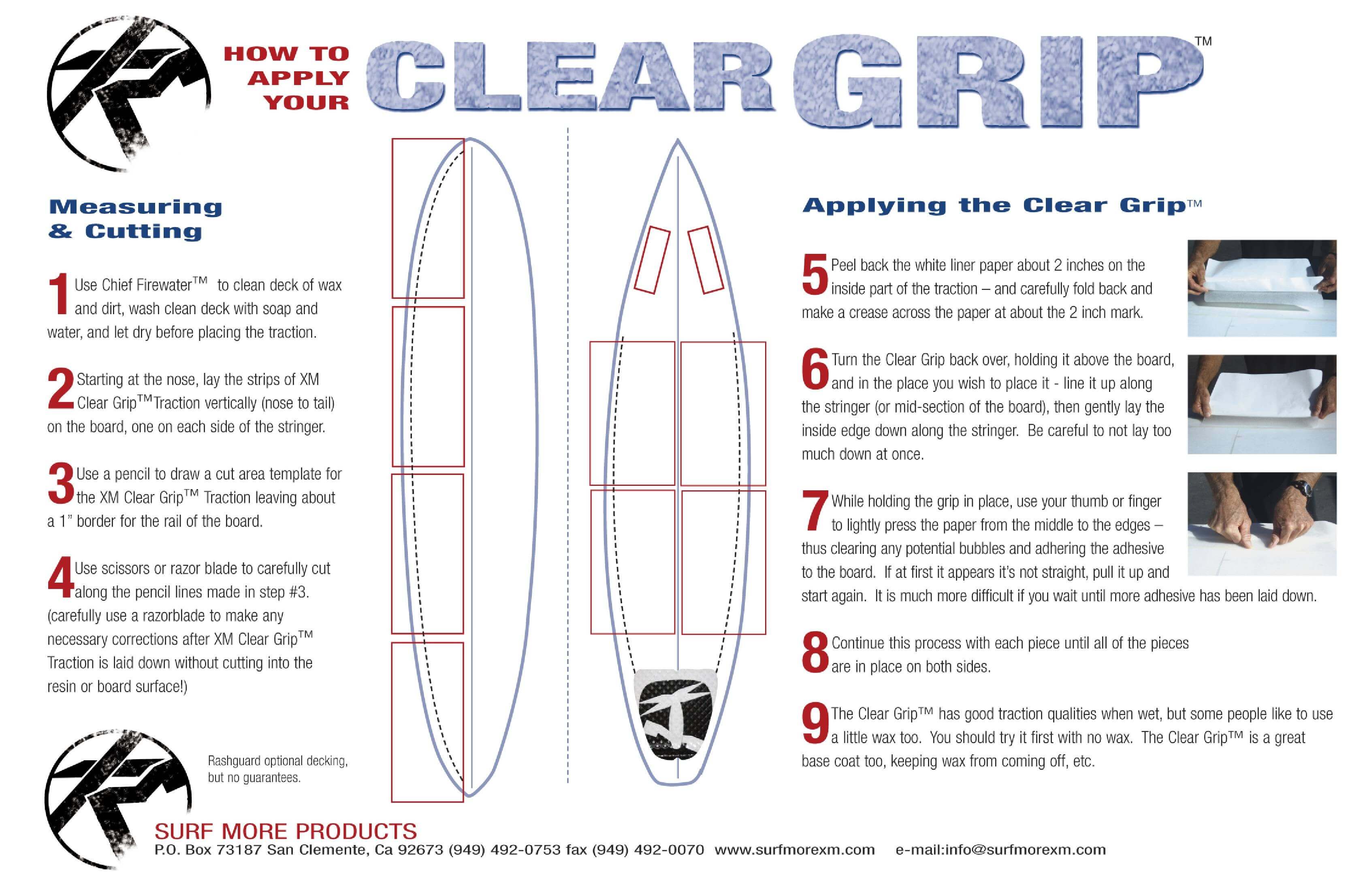 XM Clear Grip Surfboard Traction Cut Pieces California Kiteboarding