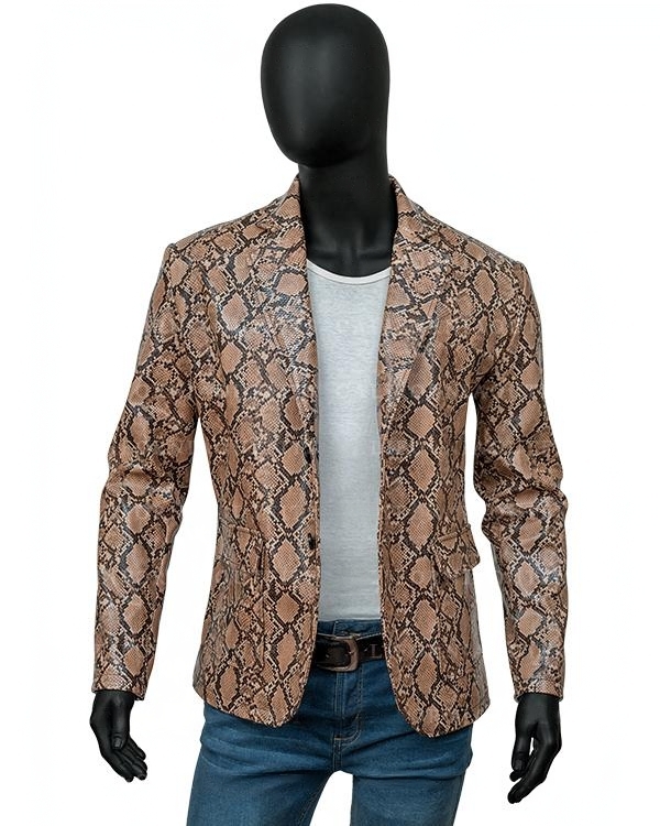 Mens Snake Print Golden Jacket California Outfits