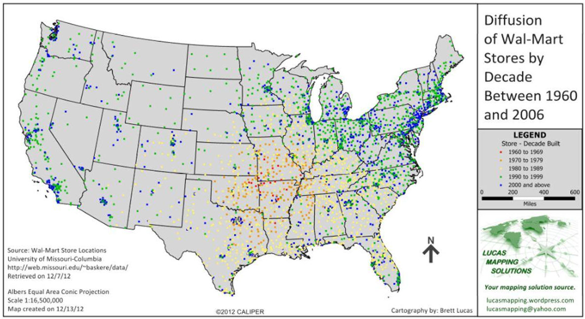 Walmart Locations Walmart u.s. locations make for an incredible map