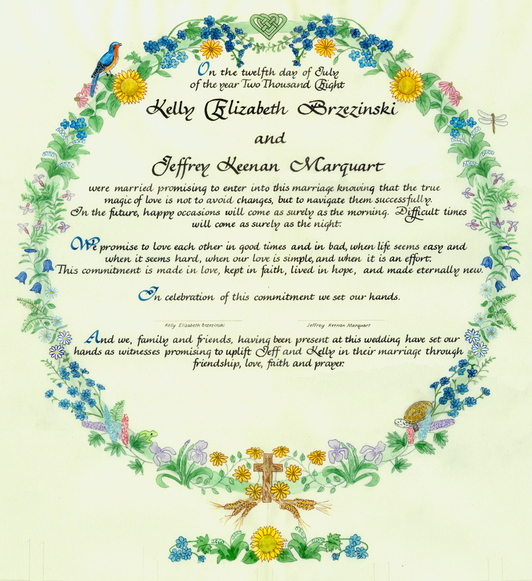Quaker Justified Wedding Certificate Quaker Wedding Certificate