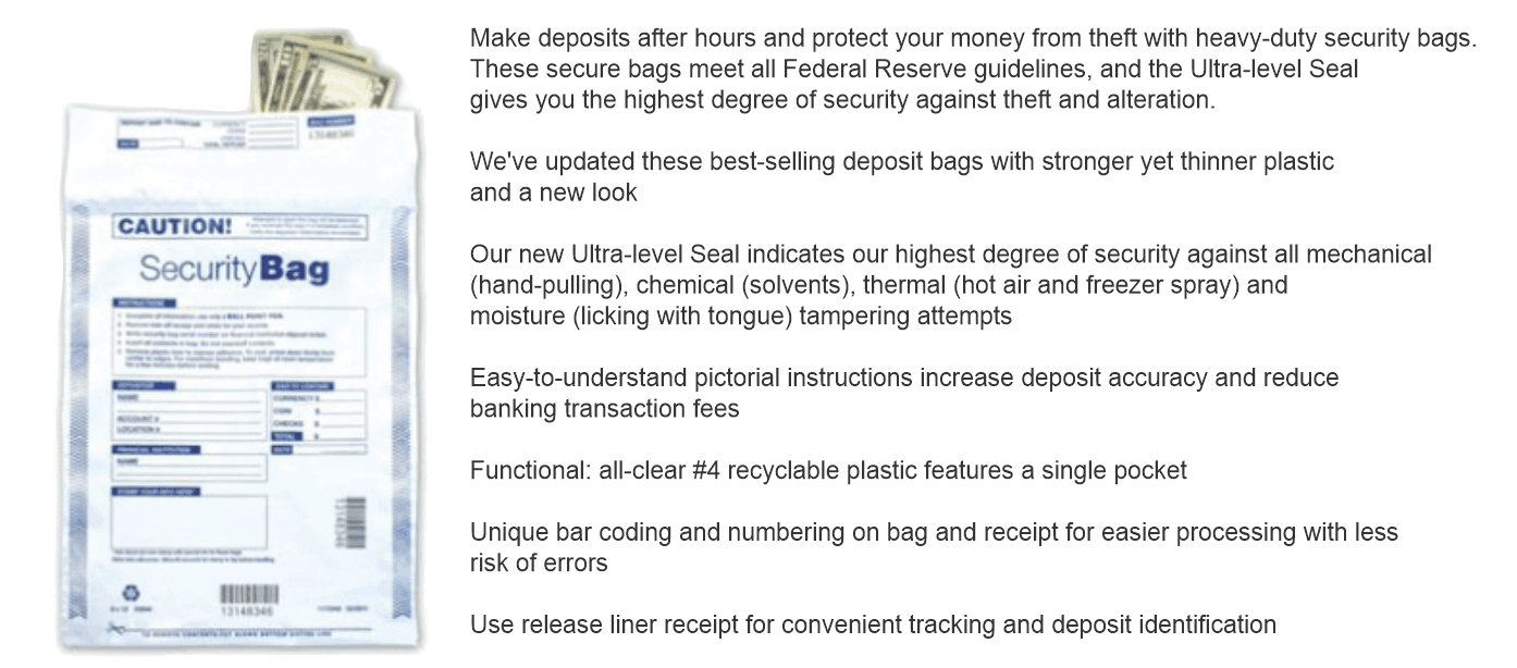 9x12 Deposit Bags (53848) Secure Bank Bags by CalStamp