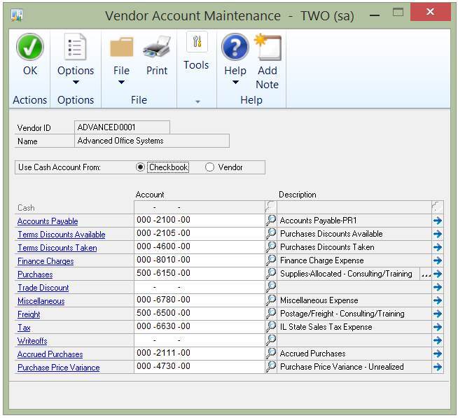 VendorMultiple Default Purchase Accounts