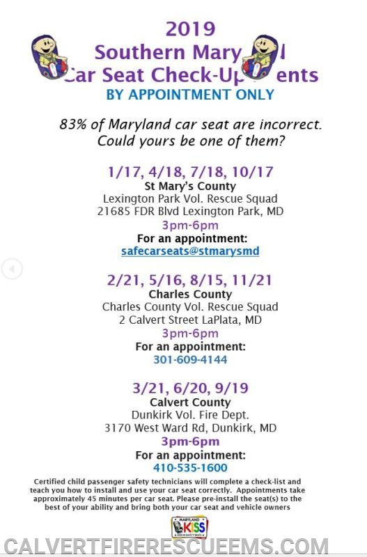 Southern Maryland Car Seat CheckUp Events Calvert County Fire