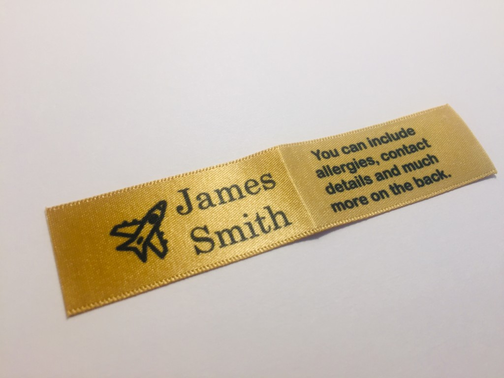 10mm & 25mm Gold Personalised Sew In Clothes Name Labels Cambridge