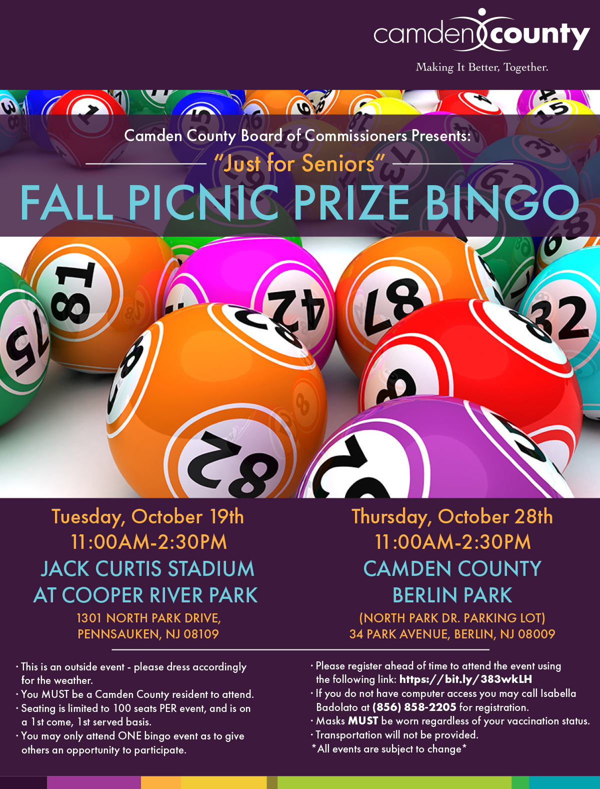 Just for Seniors Fall Picnic Prize Bingo Camden County, NJ