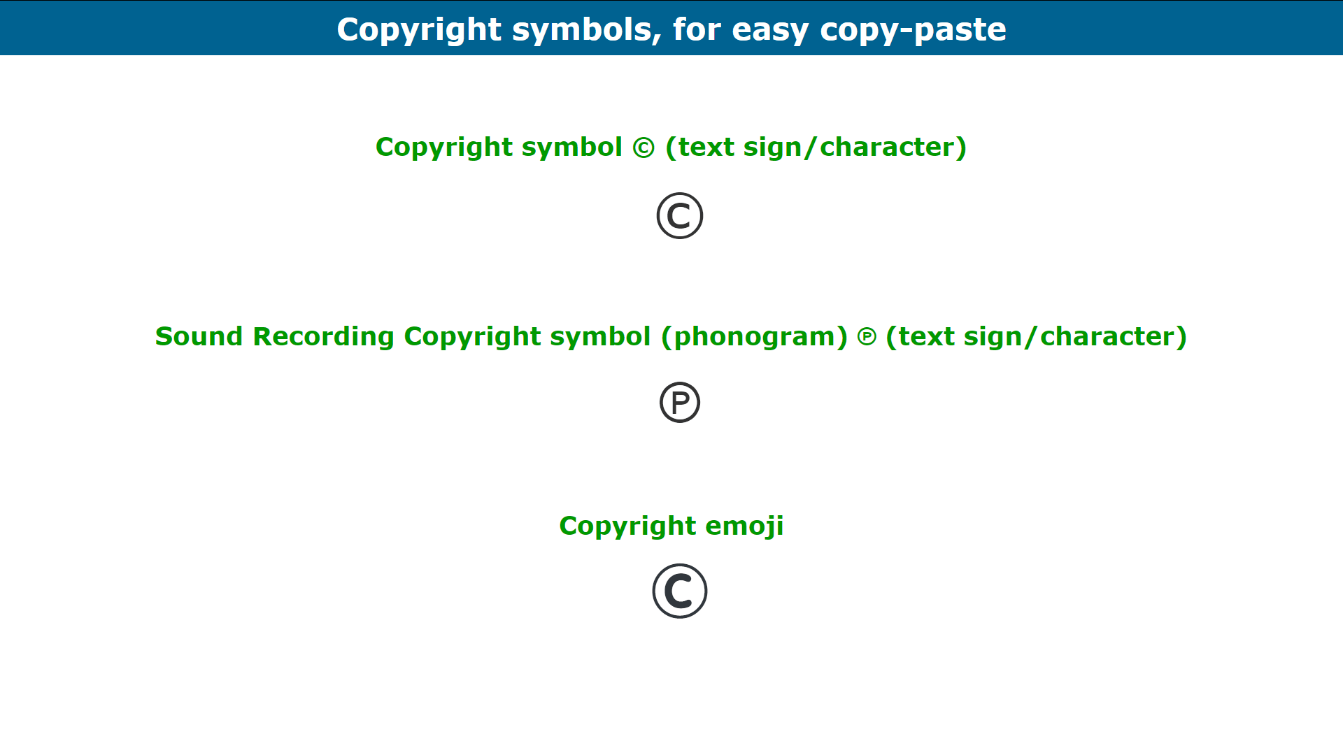 Copyright Symbols Copy and Paste