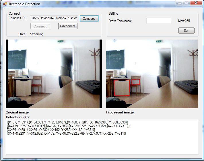 C Camera SDK How to create Rectangle Detector in C