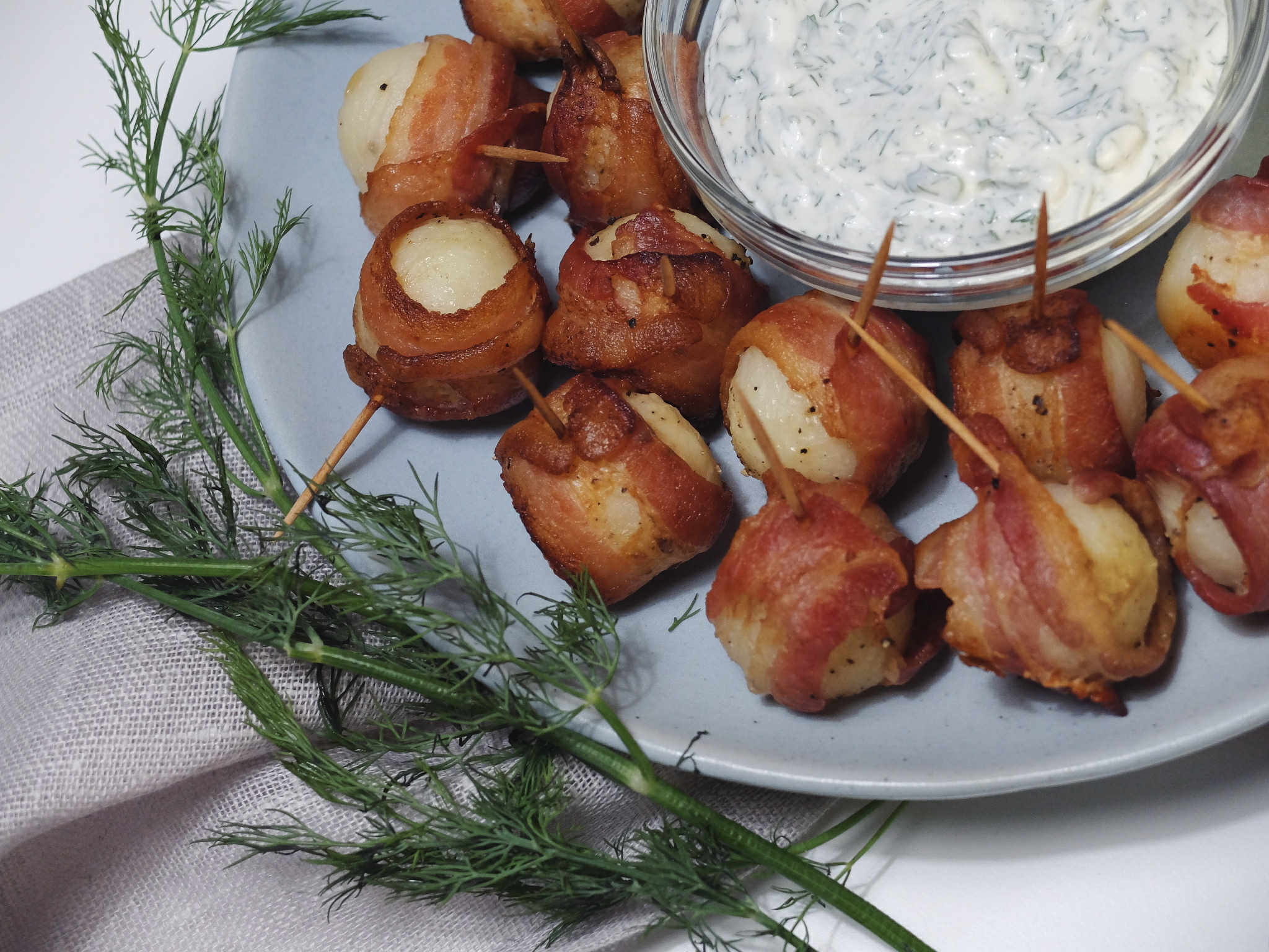 Baconwrapped Potatoes with Herb Dip cami cooks